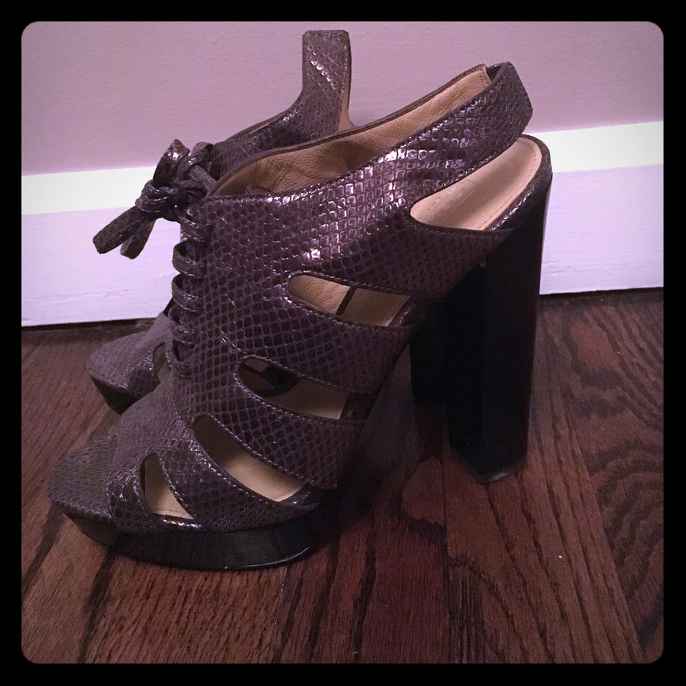 Coach Gunmetal Printed Python Moreen Heel