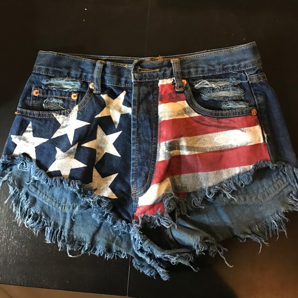 American flag jean shorts