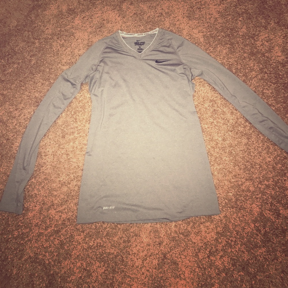 Nike v neck fitted  long sleeve pro combat shirt