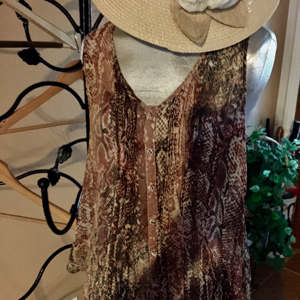 Sheer flattering blouse with full bottom.
