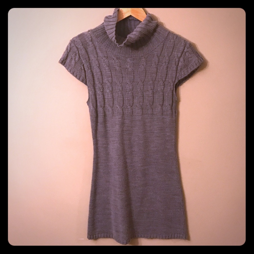 Gray Turtleneck Sweater Dress