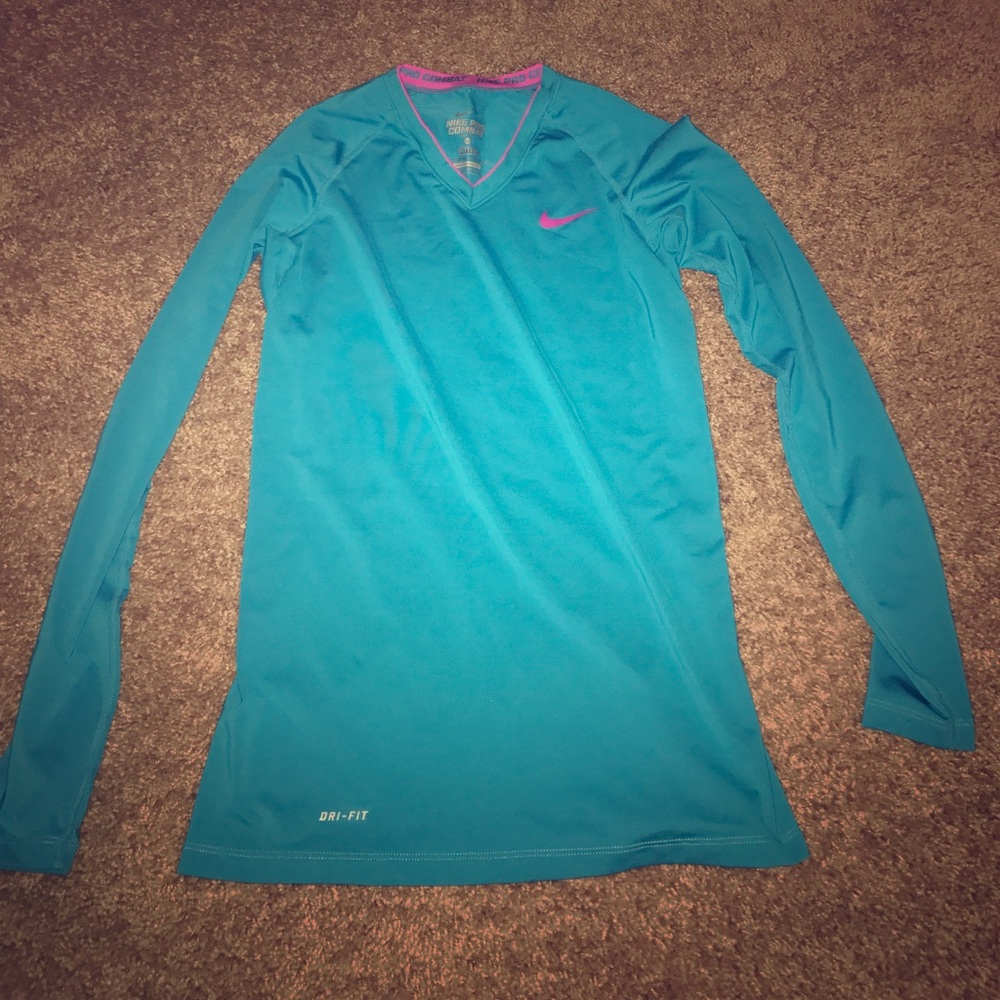 Nike v neck fitted  long sleeve pro combat shirt