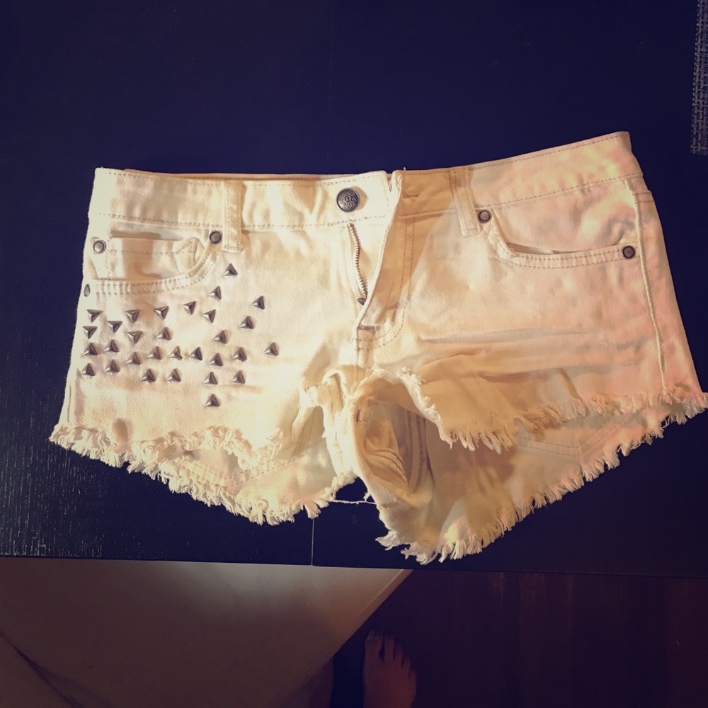 White jean shorts