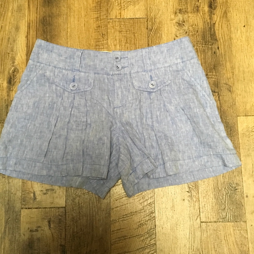 CIdra 100% LINEN light denim short pleated Pockets