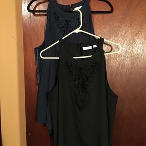 Two New York & Company vintage inspired tanks XL
