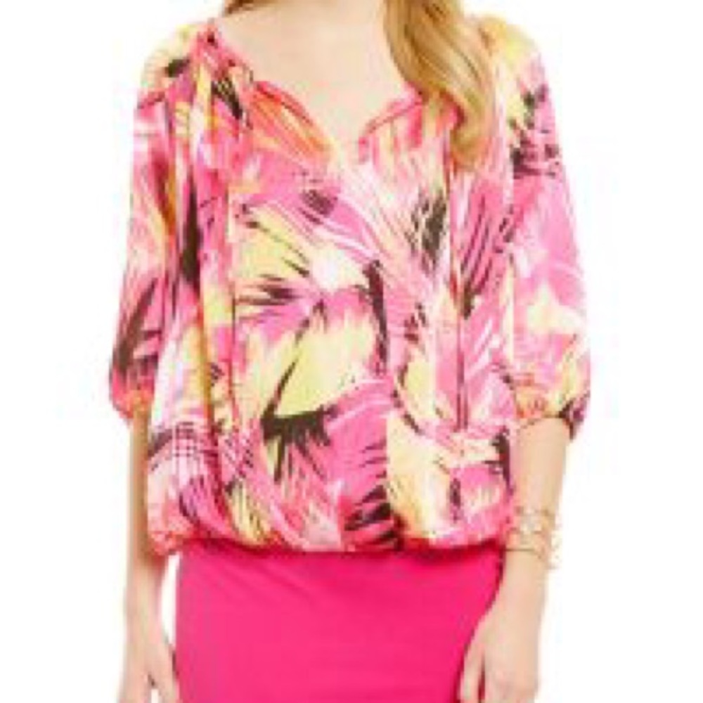 (Vince Camuto) Tropical Movements Peasant Blouse