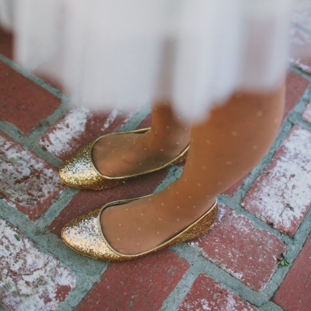 gold sequin ballet flats