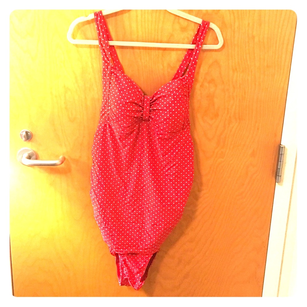 Red polka dot bathing suit