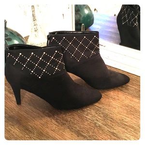 Impo Black Suede with Gold Studs Ankle Boot