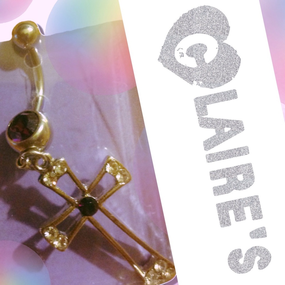 🆕Crystal Embellished Cross Belly Ring