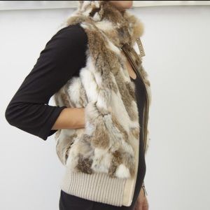 Neutral Toned 100% Rabbit Fur Vest