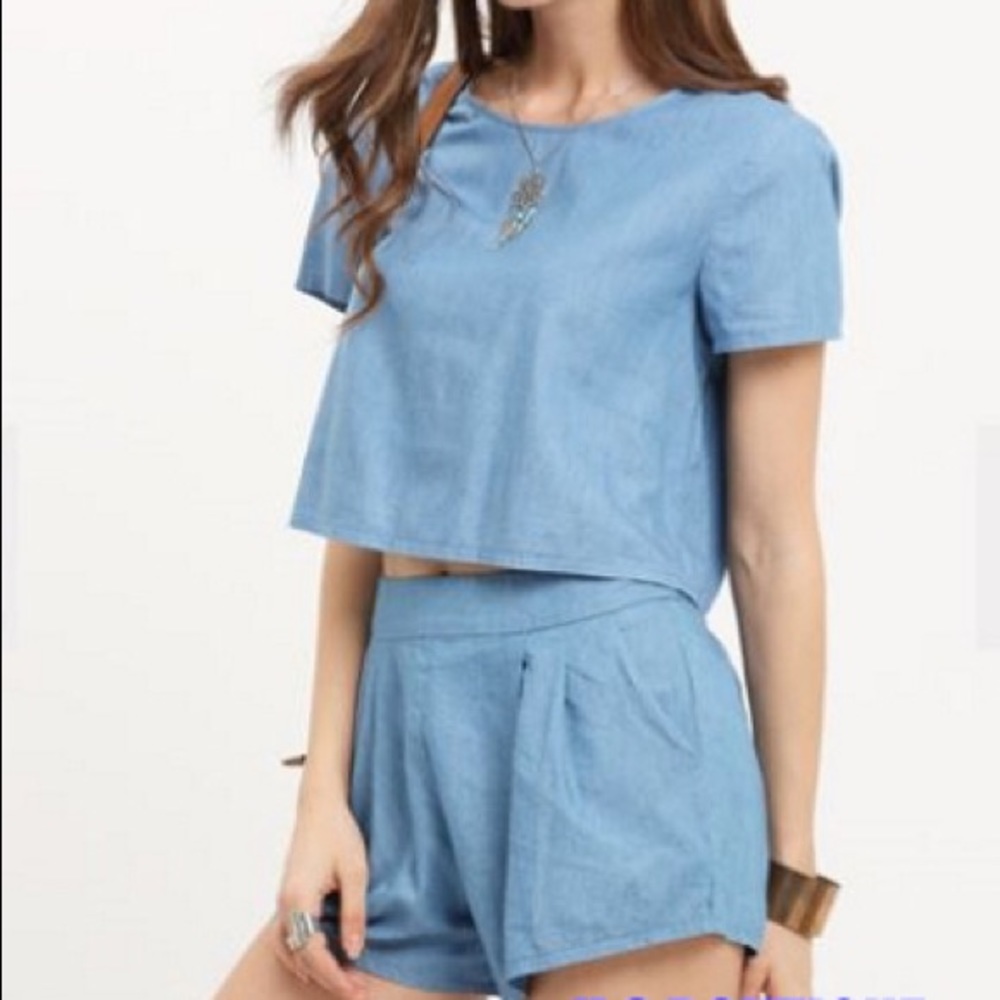 Light Blue Short Sleeve Twopiece