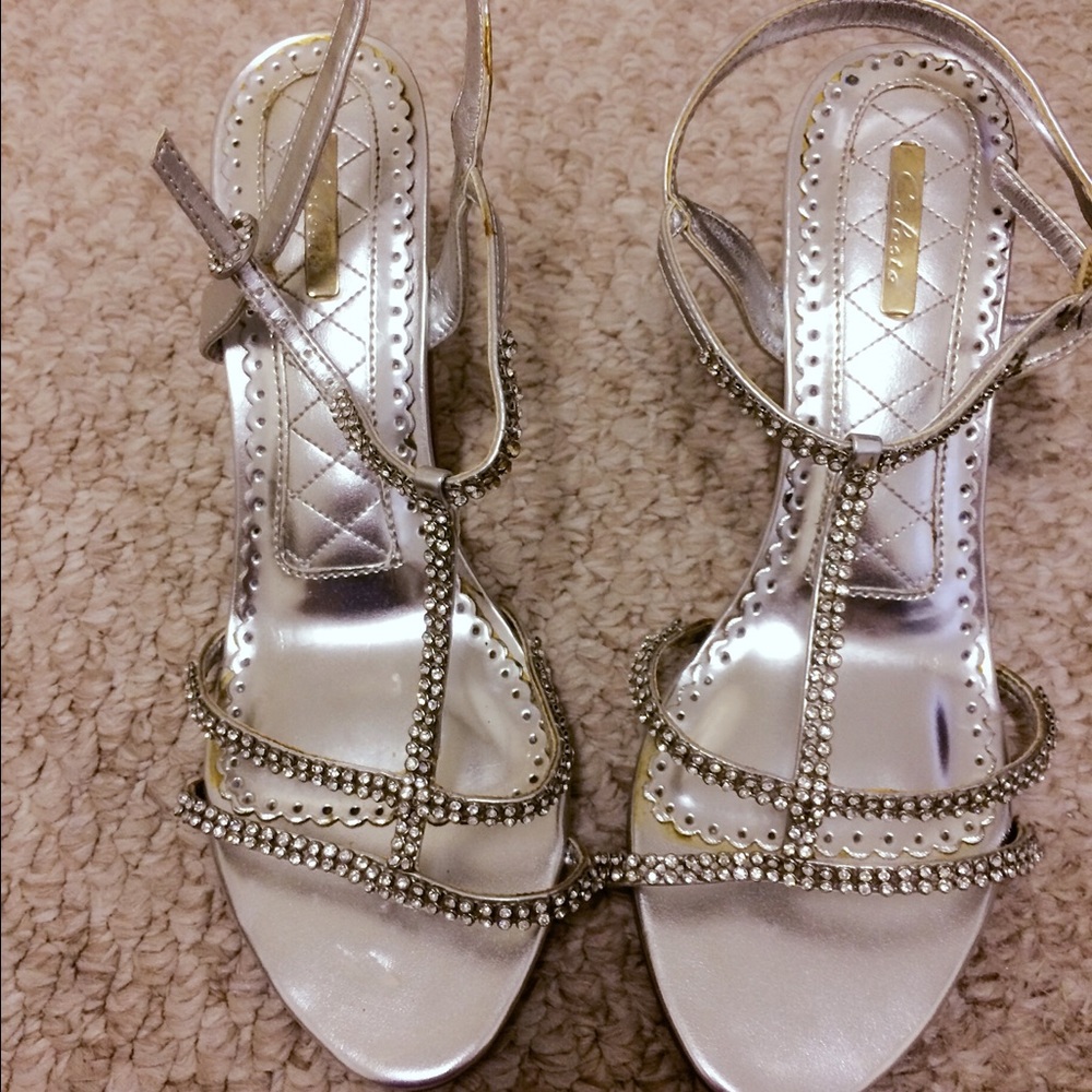 Rhinestone silver heels