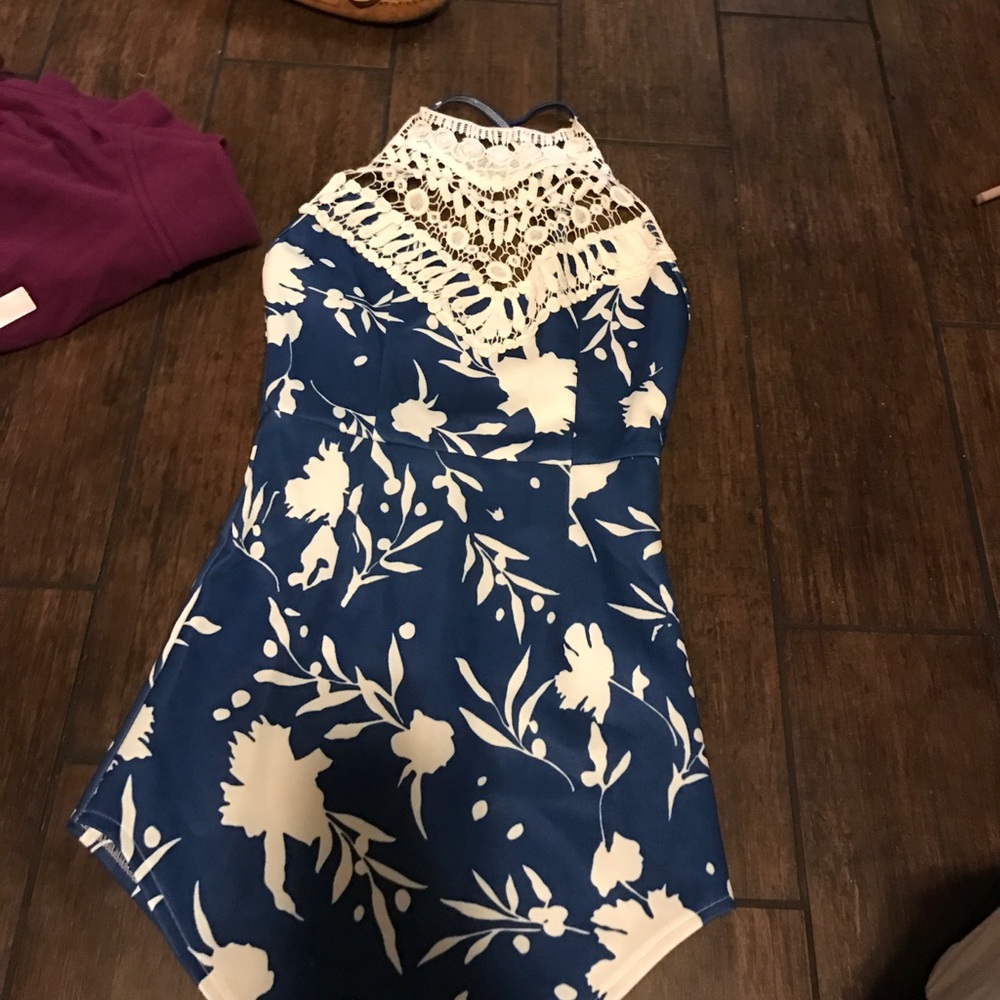 Blue and white dress