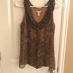 100% silk - floral banana tank
