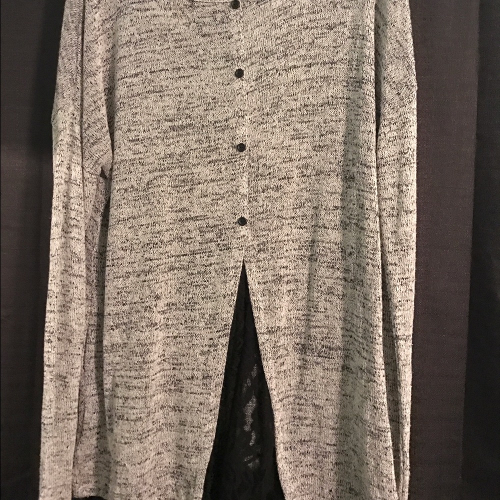 Gray and black lace shirt