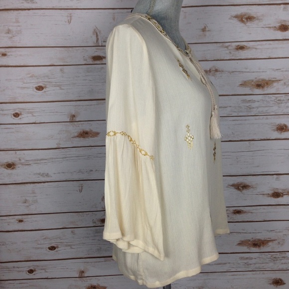 (Ruby Rd) Petite Embellished Shirt, Bell Sleeves - Picture 3 of 4