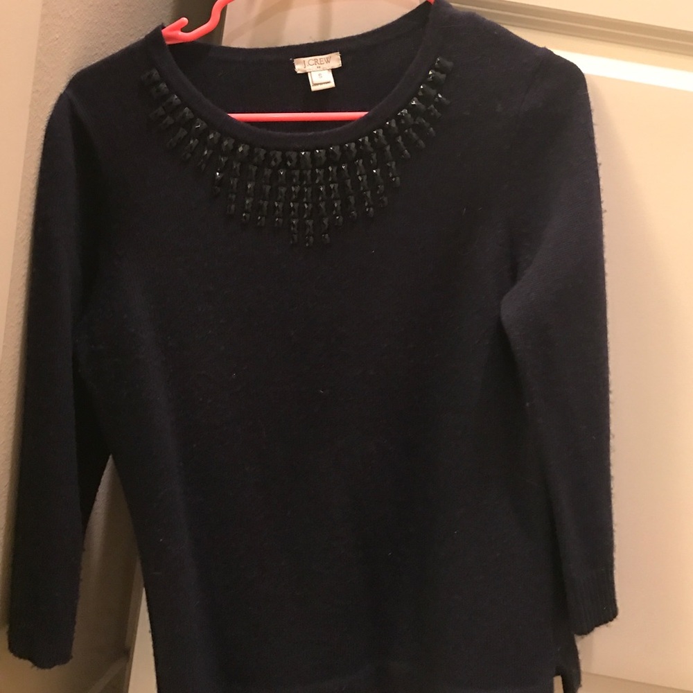 Navy j. Crew embellished sweater