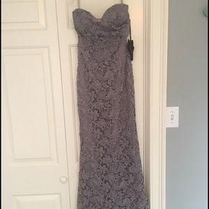 Gray lace long dress