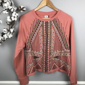 NWT Anthropologie Beaded Rose Sweatshirt