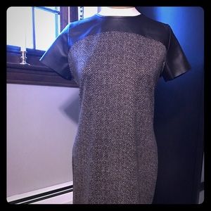Michael Kors faux leather and herringbone dress