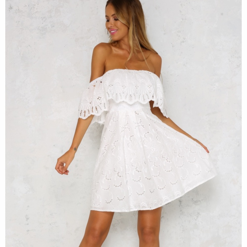 HelloMolly off the shoulder white dress
