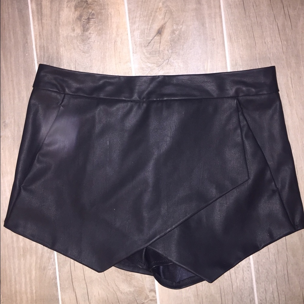 Faux leather dress shorts