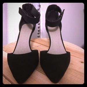 Black kitten heels with ankle strap