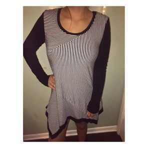 Black and white striped dress