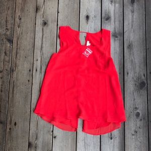 NWOT Statement Piece Red Orange Top