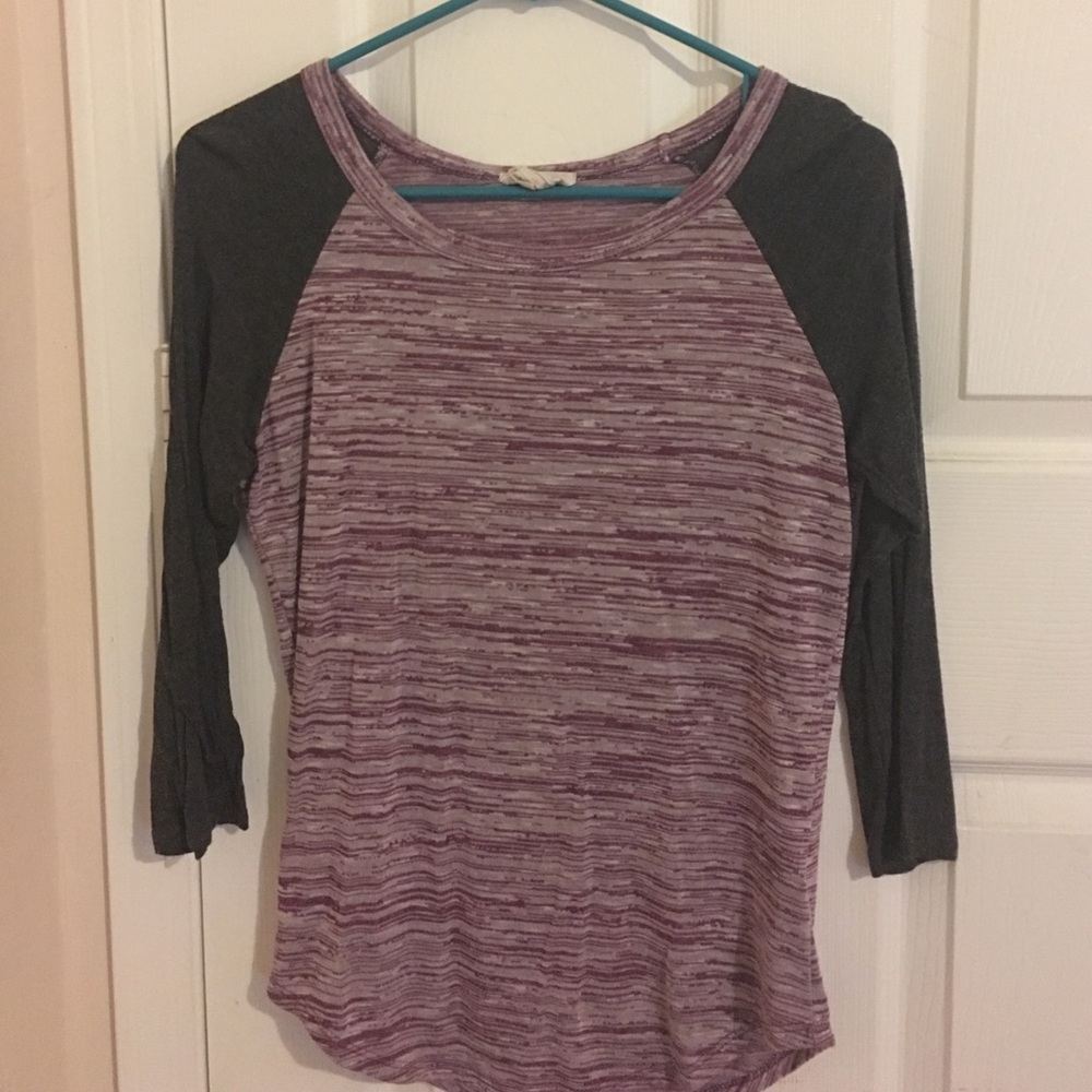 Women's Thin Long Sleeve 2 Tone Burgundy Gray