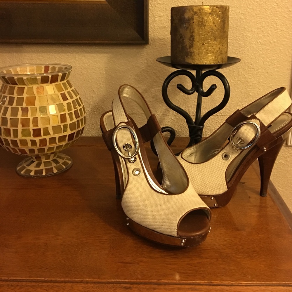 Dolce and Gabbana Canvas/Wood Heels Size 37