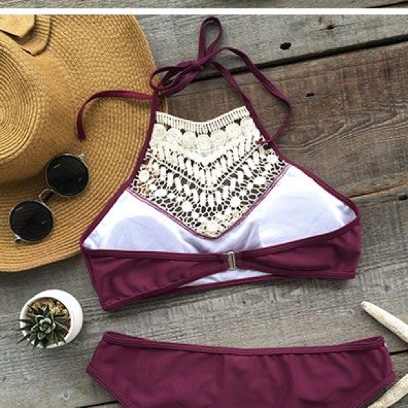 5⭐️ RATED! Lace Embellished Halter Neck Bikini Set - Picture 6 of 8