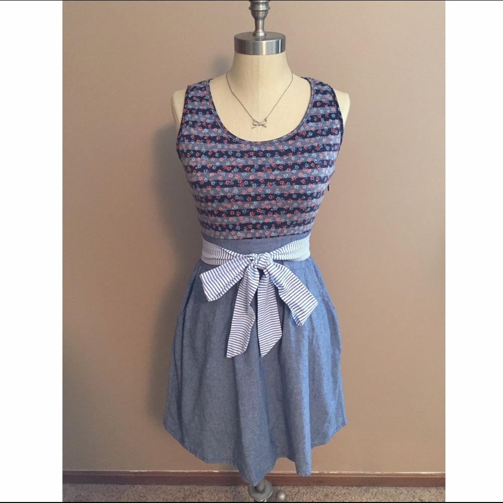 Maurice's Medium Flower & Chambray Dress