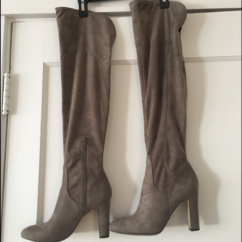 Taupe over the knee boots