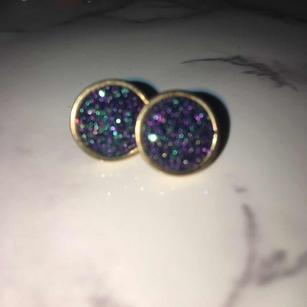 Green and purple earrings