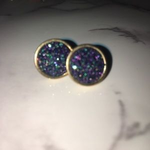 Green and purple earrings