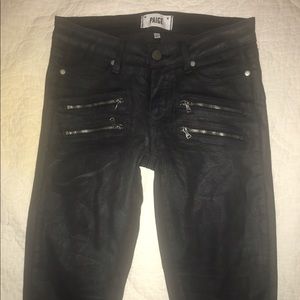 Black Paige Waxed Jeans