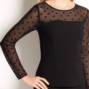 Ann Taylor Sheer polka dot peplum top