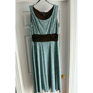 Blue and brown dress.