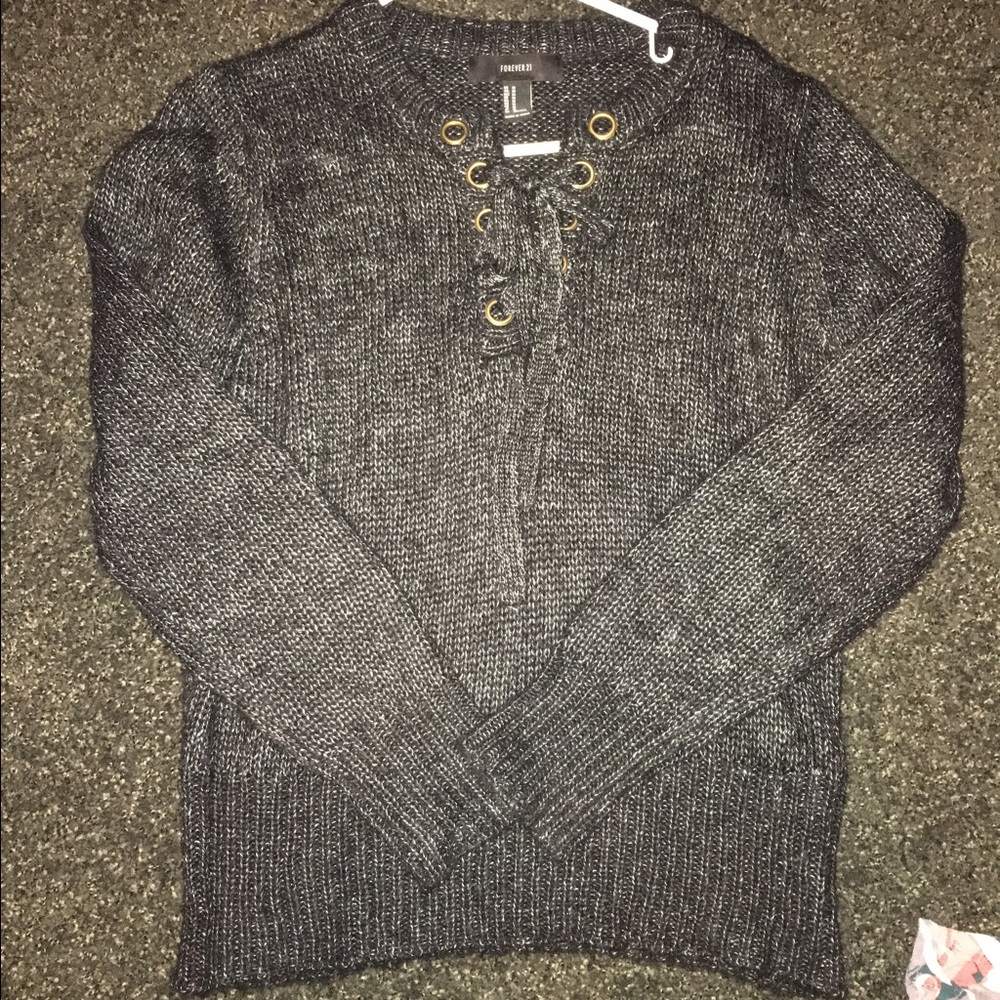 Lace up sweater