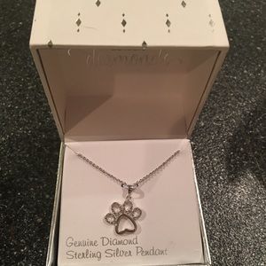 Sterling silver paw print pendant necklace