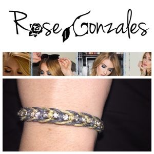 Rose Gonzales braided bracelet with clear crystals