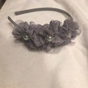 Grey Rhinestone Floral Headband