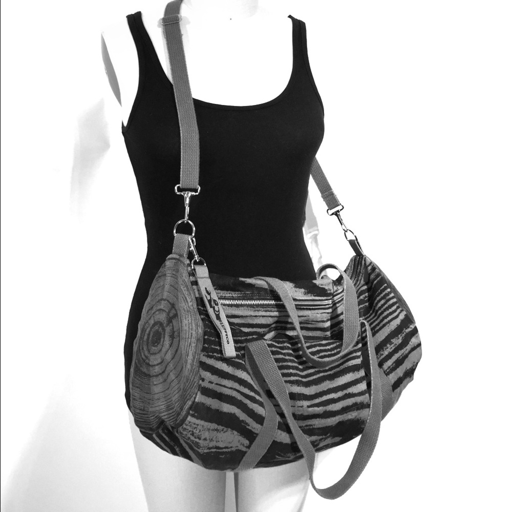 Wood grain canvas bag