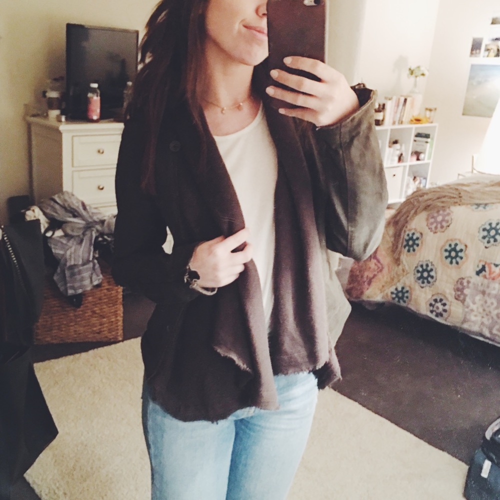 Free People Army Style Jacket with Knit Detail