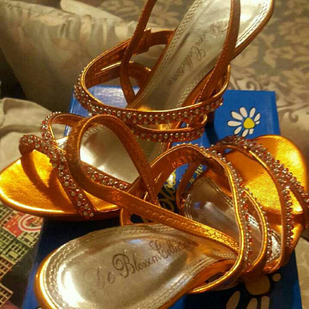 Orange rhinestone shoe