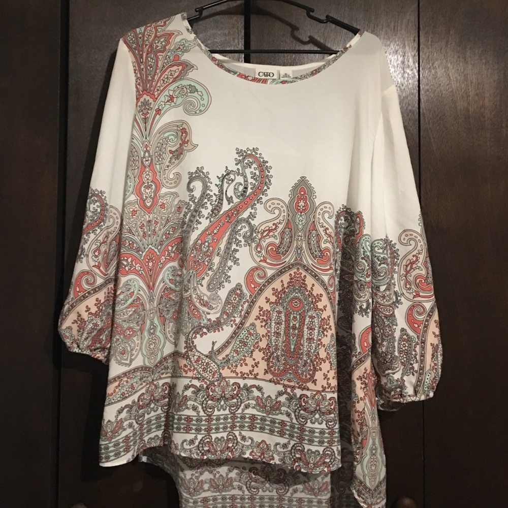 Gorgeous Mint Gray Pink Paisley cut out sleeve