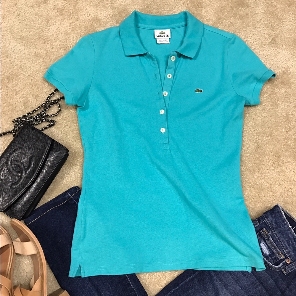 Lacoste slim fit pique polo with 5 buttons size 38