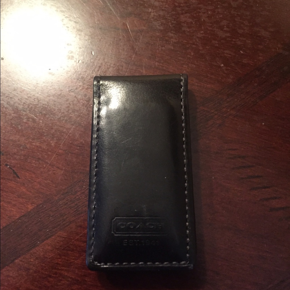 Coach leather magnetic money clip